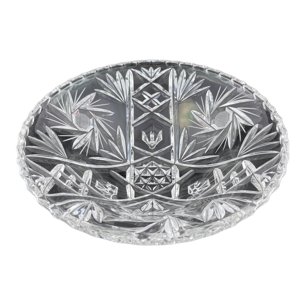 Anchor Hocking Prescut Clear Footed Candy Nut‎ Dish EAPC 8 3/4" Vintage Early Am